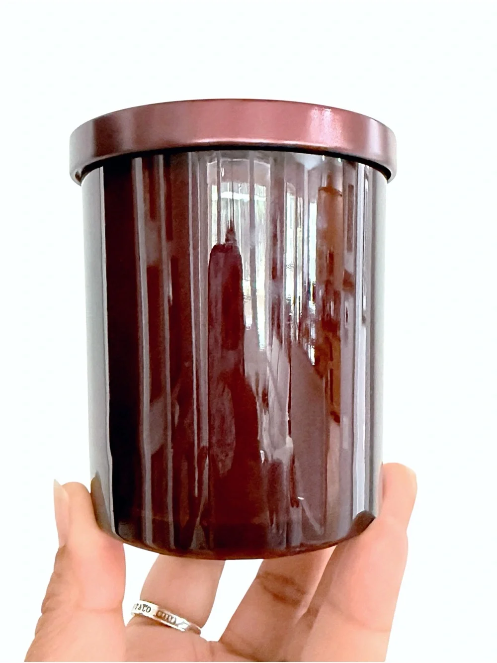 Leone Company Vanilla Cedar Scented Candle - Brown Amber Jar with Maroon Lid